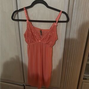Coral Lace Trim Nightgown